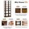 Costway Patented 7-Tier Double Rows Shoe Rack Vertical Wooden Shoe Storage Organizer Rustic White/Brown